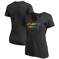 NBA - Atlanta Hawks Women's Team Pride Wordmark V-Neck T-Shirt - Black
