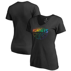 NBA - Charlotte Hornets Women's Team Pride Wordmark V-Neck T-Shirt - Black