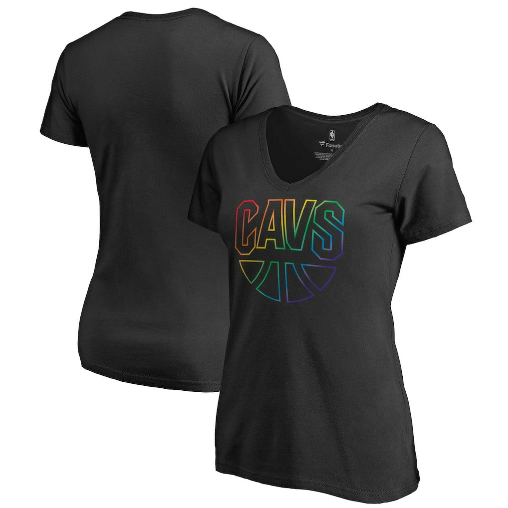NBA - Cleveland Cavaliers Women's Team Pride Wordmark V-Neck T-Shirt - Black