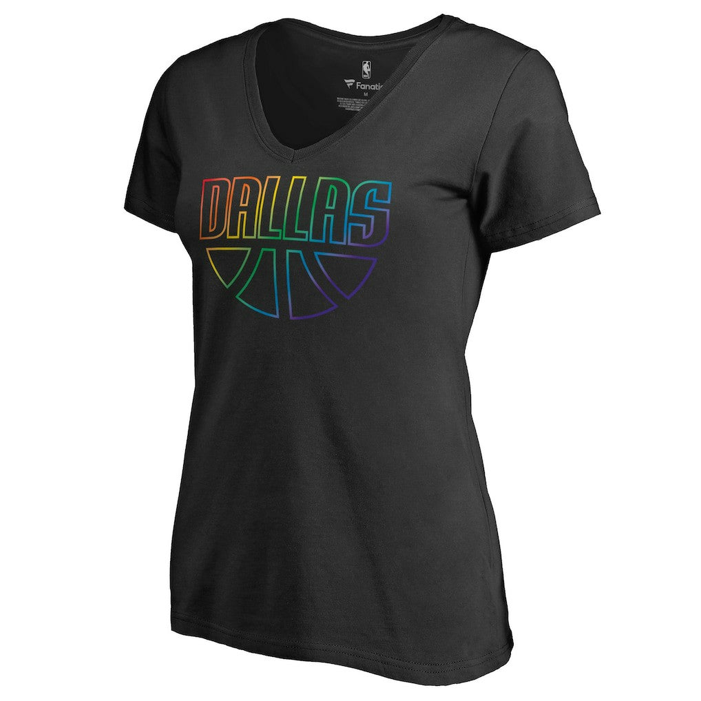 NBA - Dallas Mavericks Women's Team Pride Wordmark V-Neck T-Shirt - Black