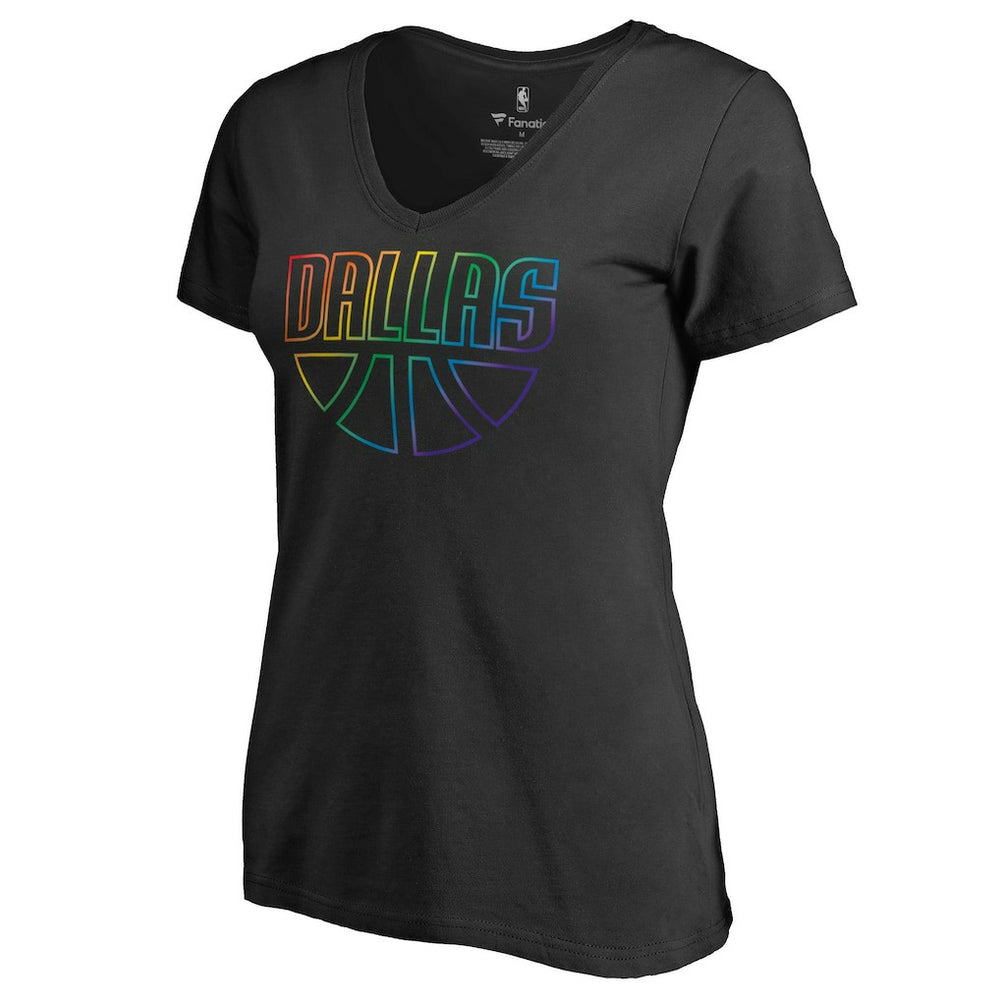 NBA - Dallas Mavericks Women's Team Pride Wordmark V-Neck T-Shirt - Black