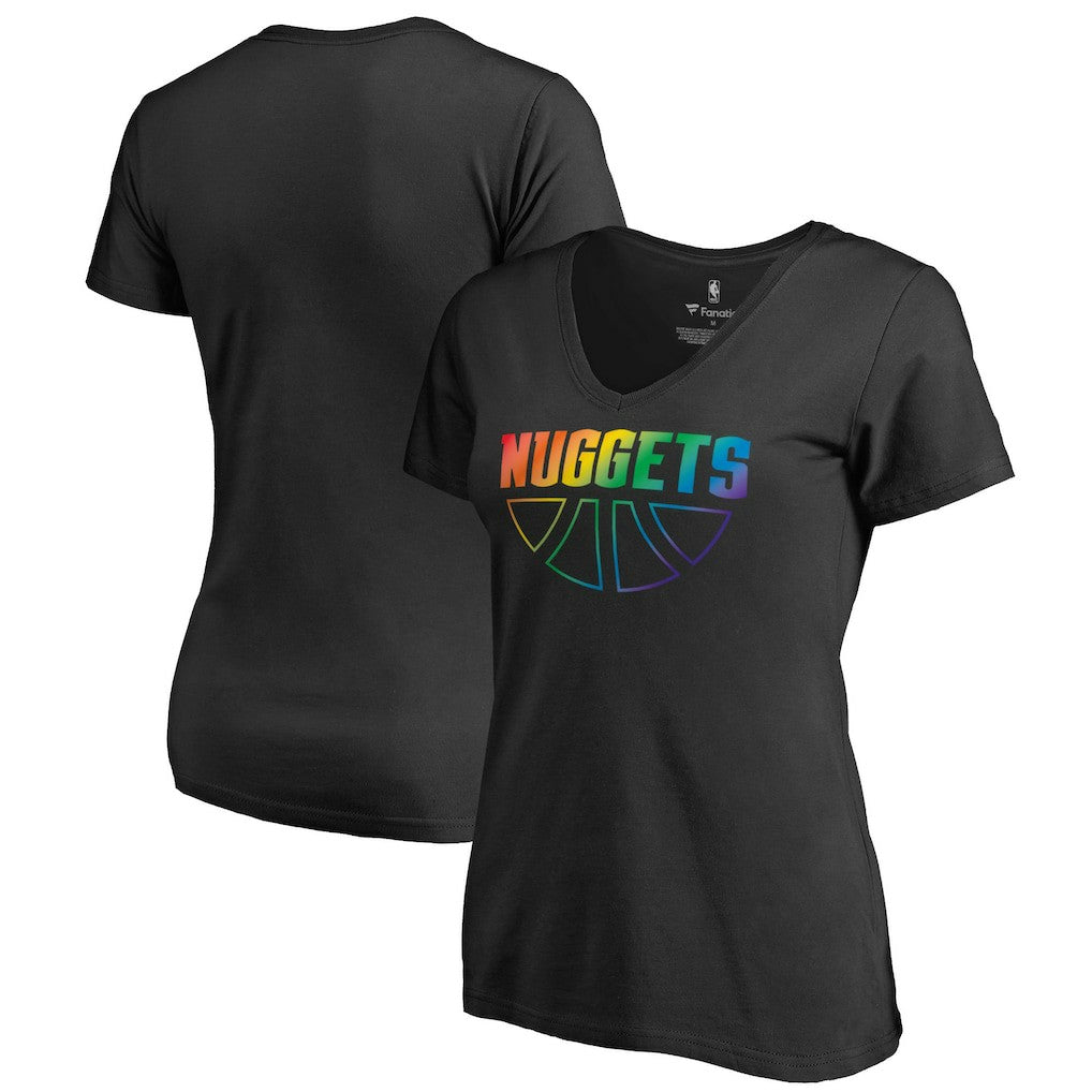 NBA - Denver Nuggets Women's Team Pride Wordmark V-Neck T-Shirt - Black