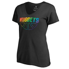 NBA - Denver Nuggets Women's Team Pride Wordmark V-Neck T-Shirt - Black