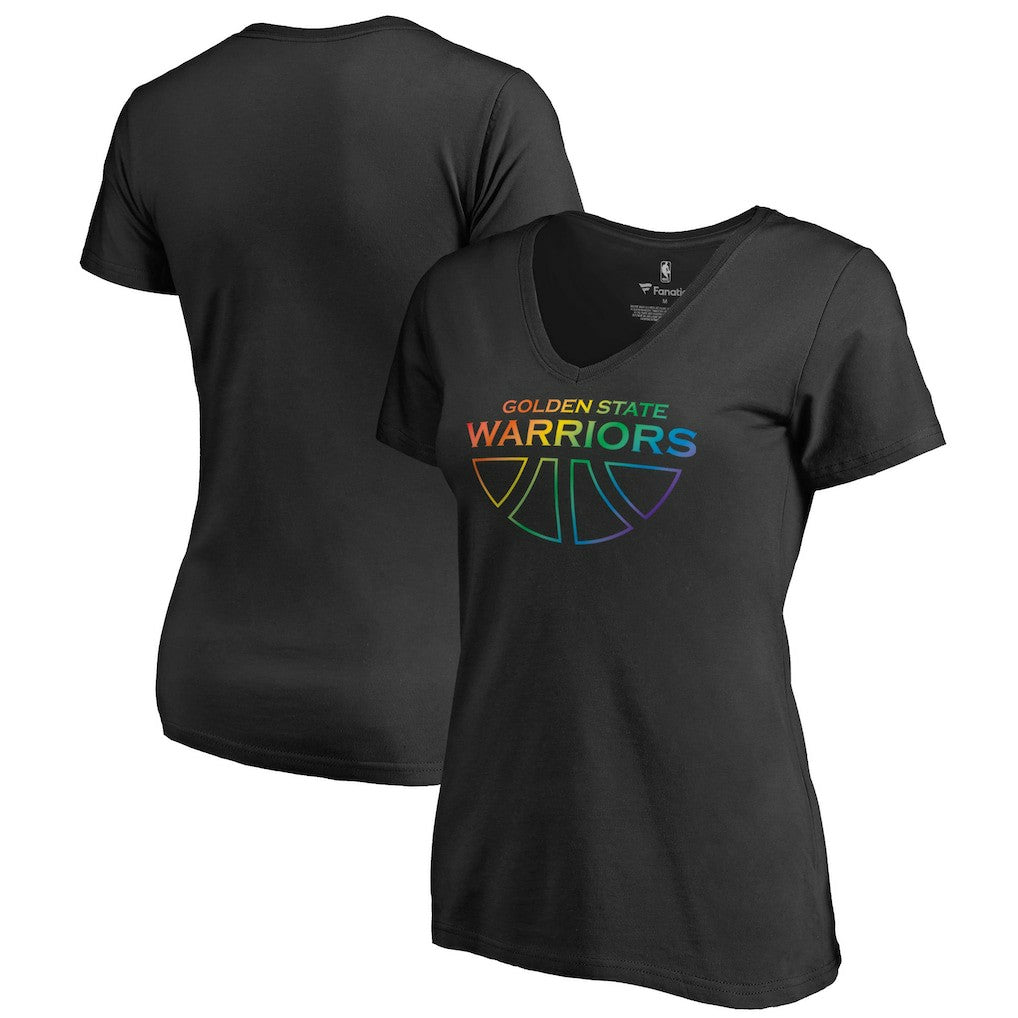NBA - Golden State Warriors Women's Team Pride Wordmark V-Neck T-Shirt - Black