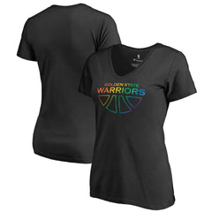 NBA - Golden State Warriors Women's Team Pride Wordmark V-Neck T-Shirt - Black