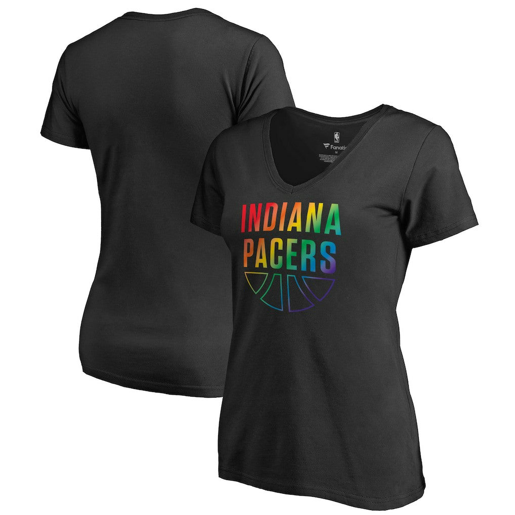 NBA - Indiana Pacers Women's Team Pride Wordmark V-Neck T-Shirt - Black
