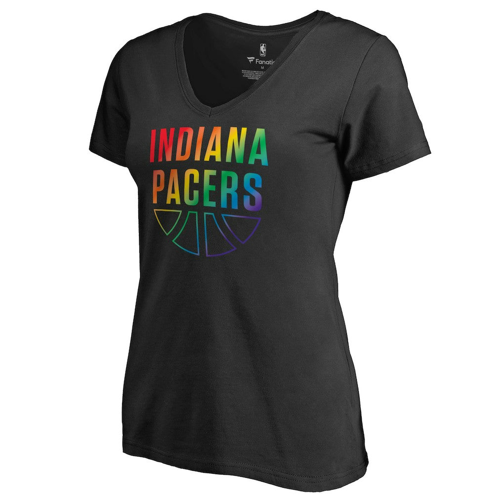 NBA - Indiana Pacers Women's Team Pride Wordmark V-Neck T-Shirt - Black