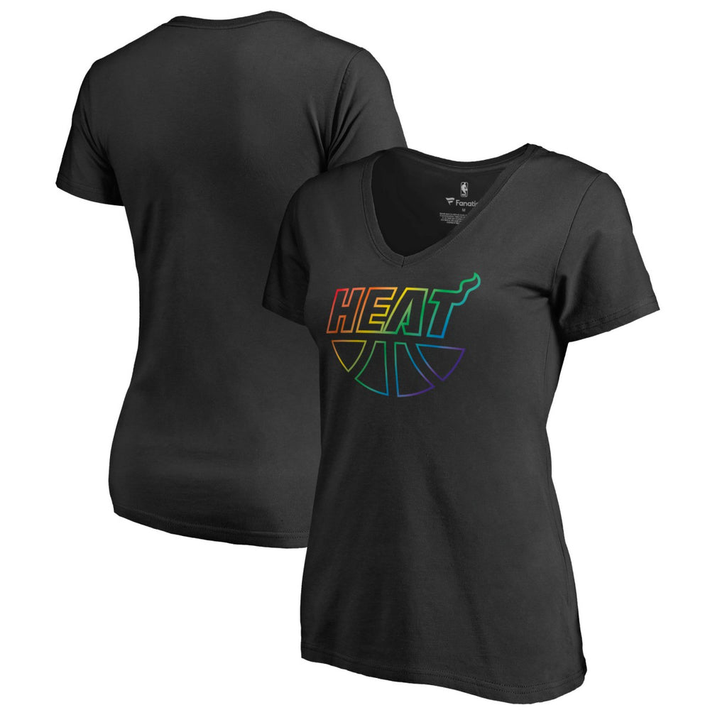 NBA - Miami Heat Women's Team Pride Wordmark V-Neck T-Shirt - Black