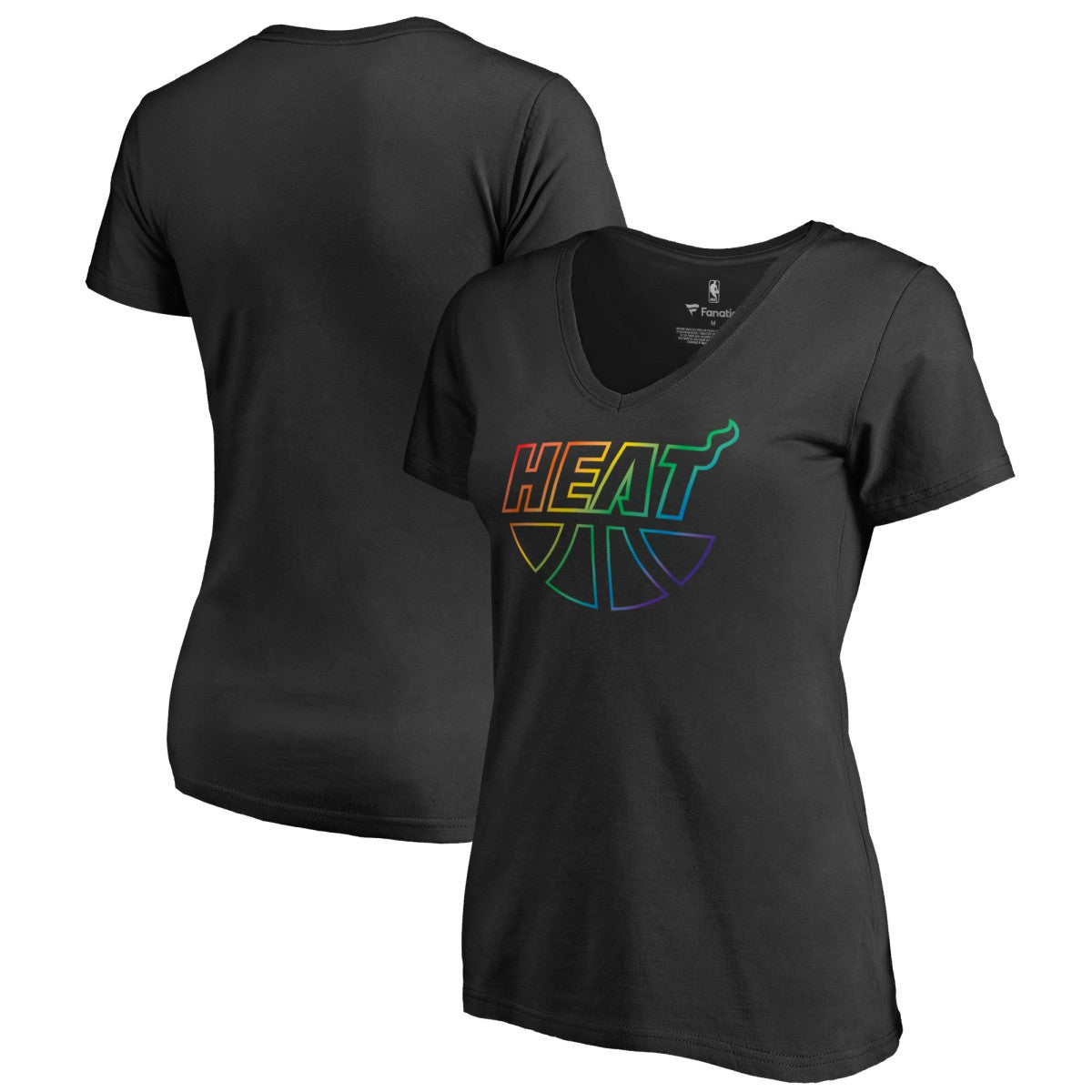 NBA - Miami Heat Women's Team Pride Wordmark V-Neck T-Shirt - Black