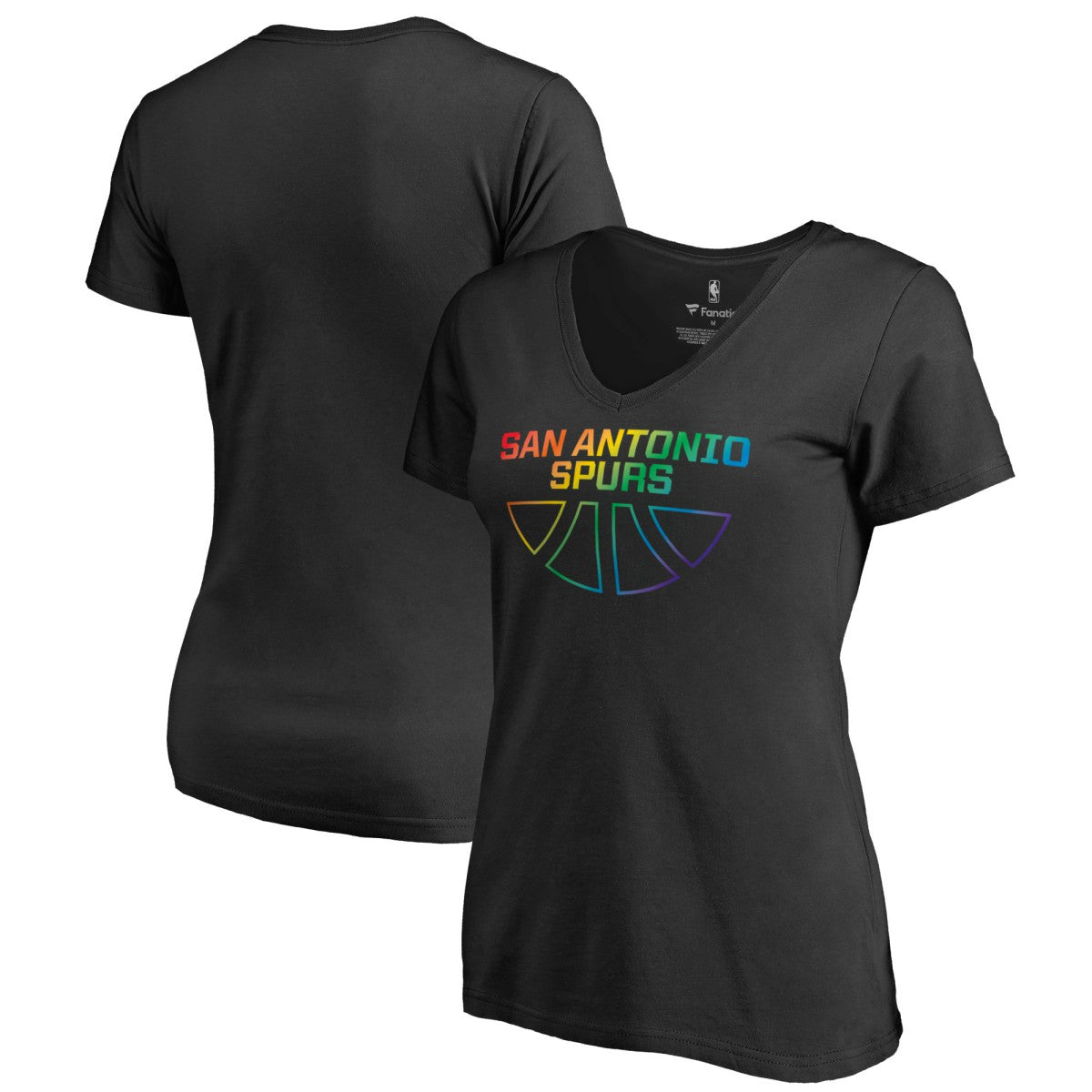 NBA - San Antonio Spurs Women's Team Pride Wordmark V-Neck T-Shirt - Black