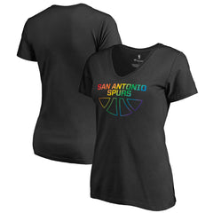 NBA - San Antonio Spurs Women's Team Pride Wordmark V-Neck T-Shirt - Black
