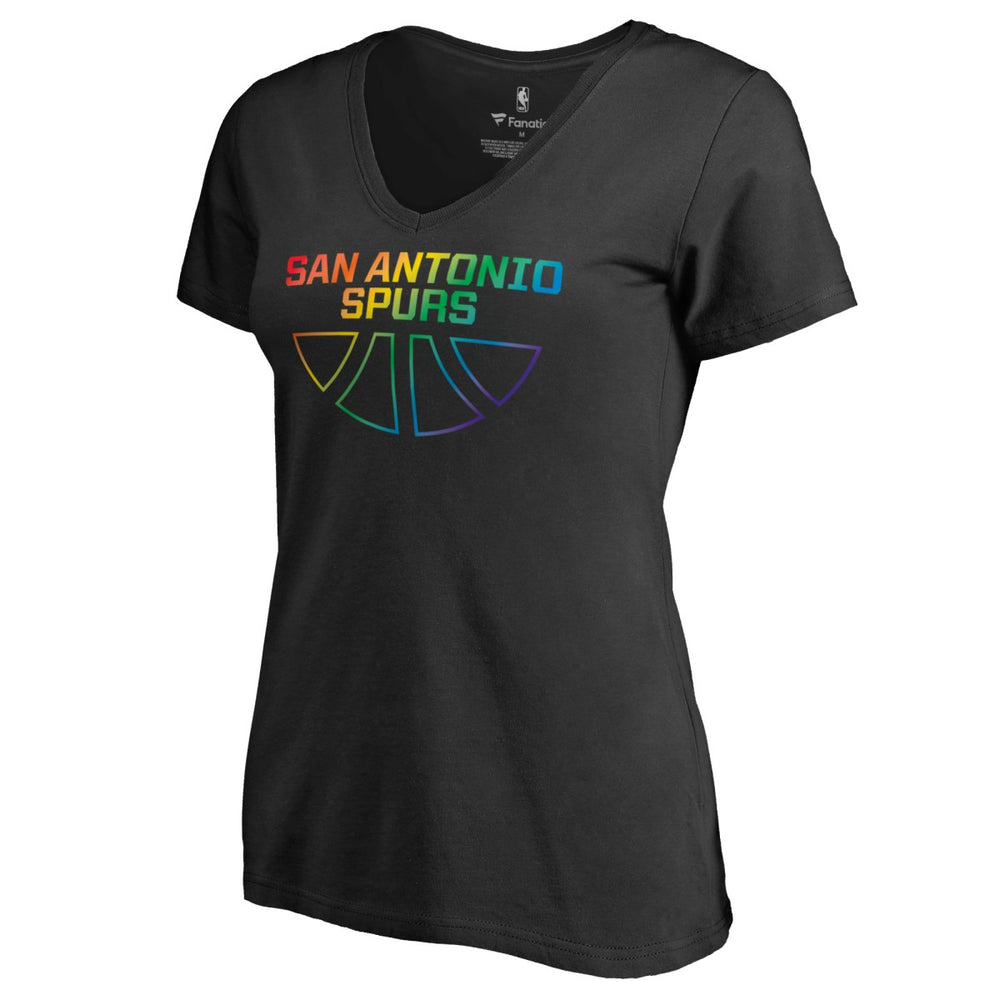 NBA - San Antonio Spurs Women's Team Pride Wordmark V-Neck T-Shirt - Black