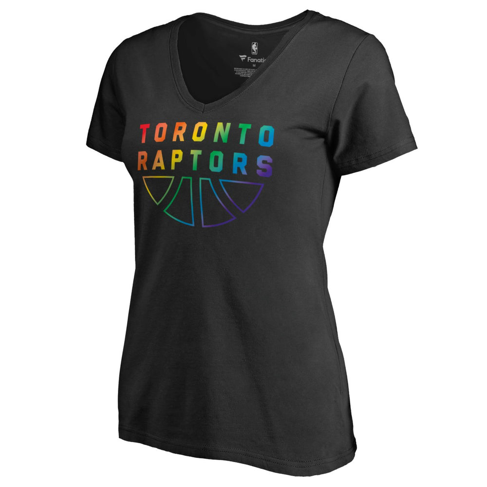 NBA - Toronto Raptors Women's Team Pride Wordmark V-Neck T-Shirt - Black