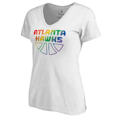 NBA - Atlanta Hawks Women's Team Pride Wordmark V-Neck T-Shirt - White