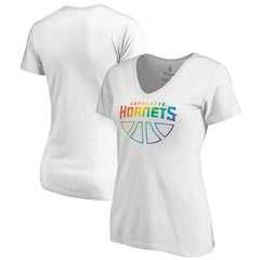 NBA - Charlotte Hornets Women's Team Pride Wordmark V-Neck T-Shirt - White