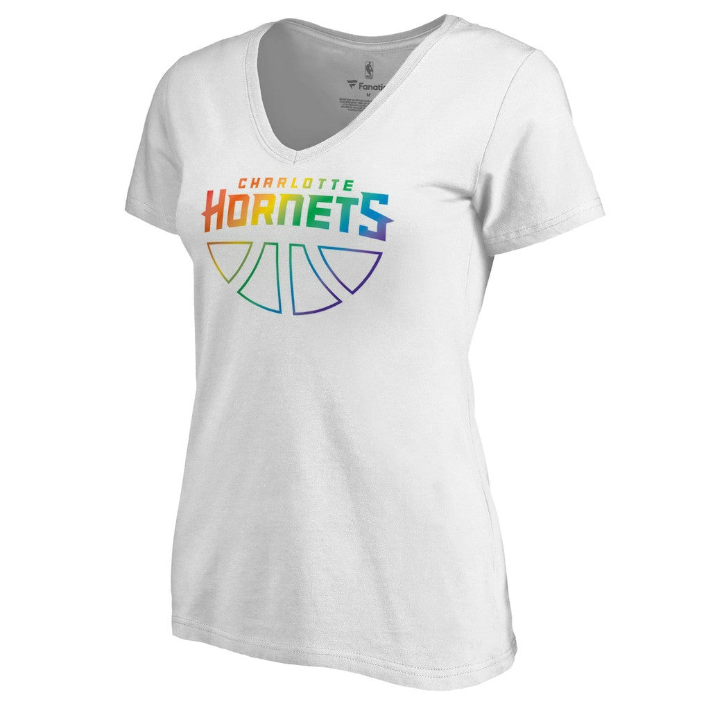 NBA - Charlotte Hornets Women's Team Pride Wordmark V-Neck T-Shirt - White