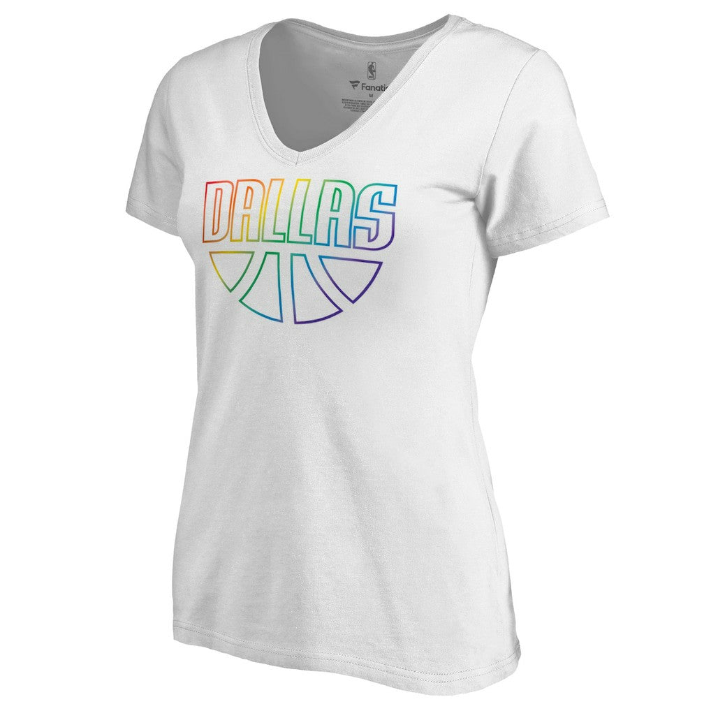 NBA - Dallas Mavericks Women's Team Pride Wordmark V-Neck T-Shirt - White