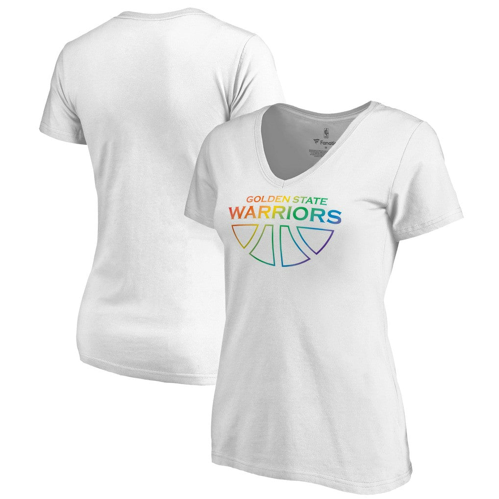 NBA - Golden State Warriors Women's Team Pride Wordmark V-Neck T-Shirt - White