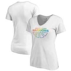 NBA - Golden State Warriors Women's Team Pride Wordmark V-Neck T-Shirt - White