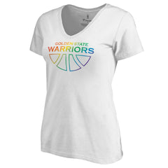 NBA - Golden State Warriors Women's Team Pride Wordmark V-Neck T-Shirt - White