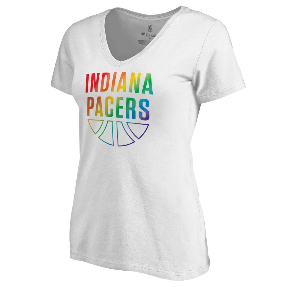 NBA - Indiana Pacers Women's Team Pride Wordmark V-Neck T-Shirt - White