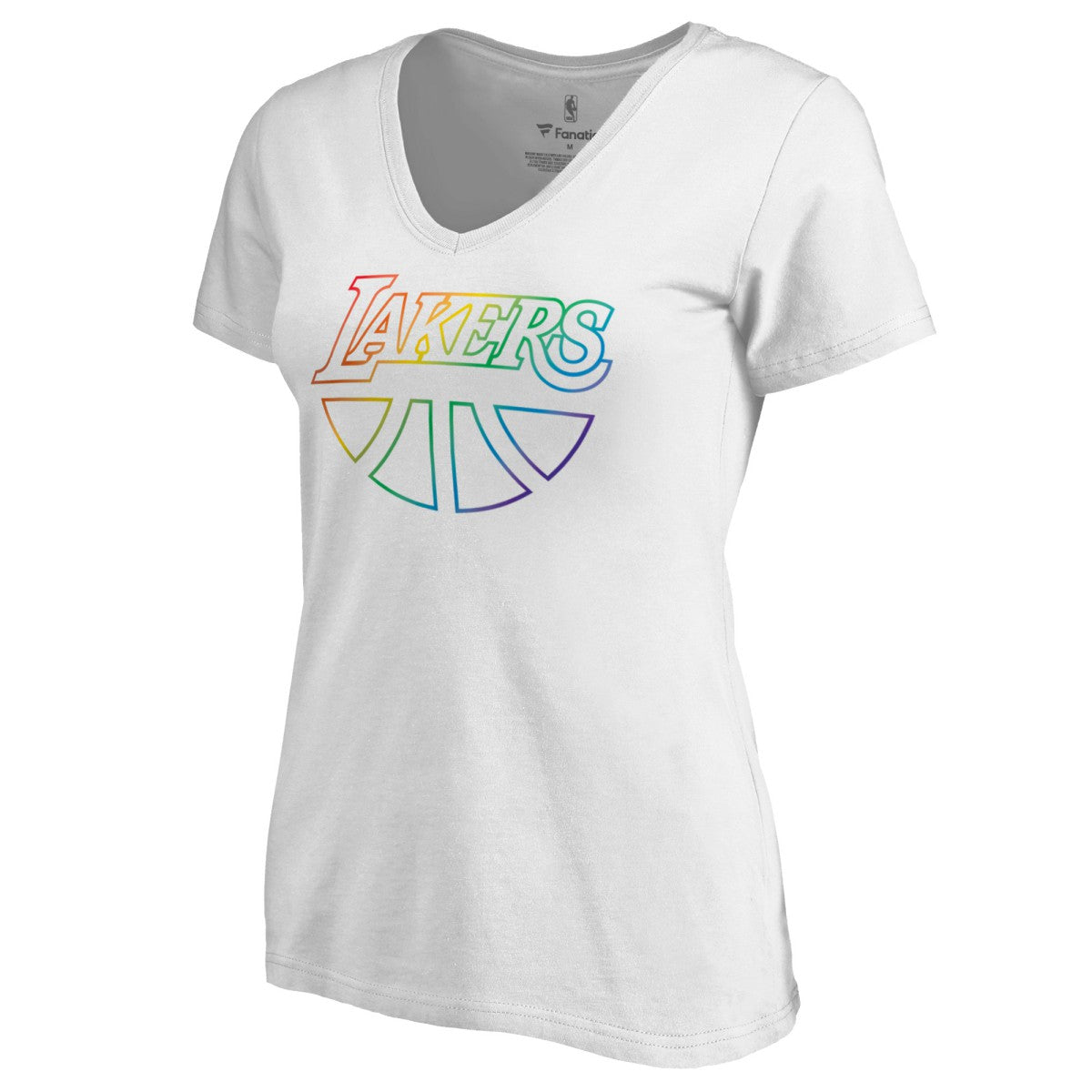 NBA - Los Angeles Lakers Women's Team Pride Wordmark V-Neck T-Shirt - White