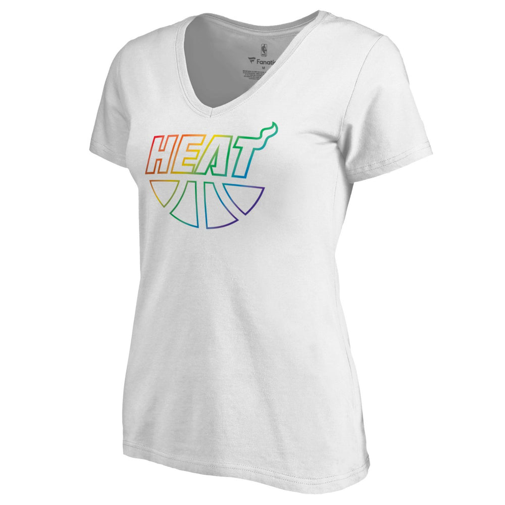 NBA - Miami Heat Women's Team Pride Wordmark V-Neck T-Shirt - White
