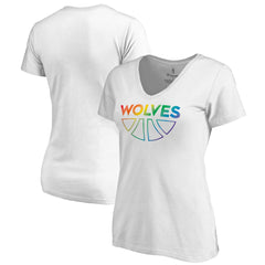 NBA - Minnesota Timberwolves Women's Team Pride Wordmark V-Neck T-Shirt - White