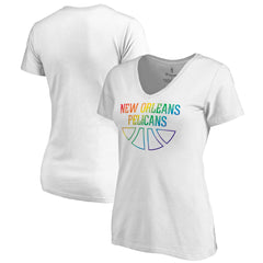 NBA - New Orleans Pelicans Women's Team Pride Wordmark V-Neck T-Shirt - White