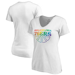 NBA - Philadelphia 76ers Women's Team Pride Wordmark V-Neck T-Shirt - White
