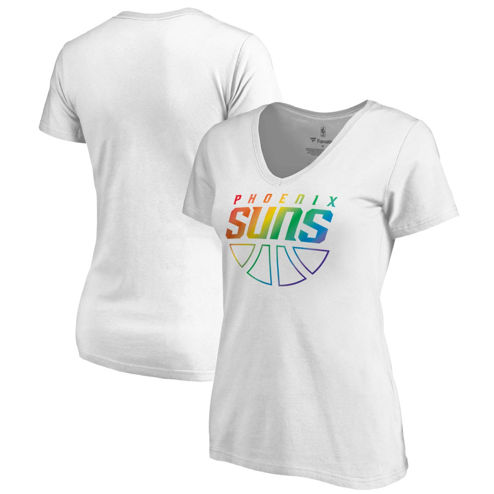 NBA - Phoenix Suns Women's Team Pride Wordmark V-Neck T-Shirt - White