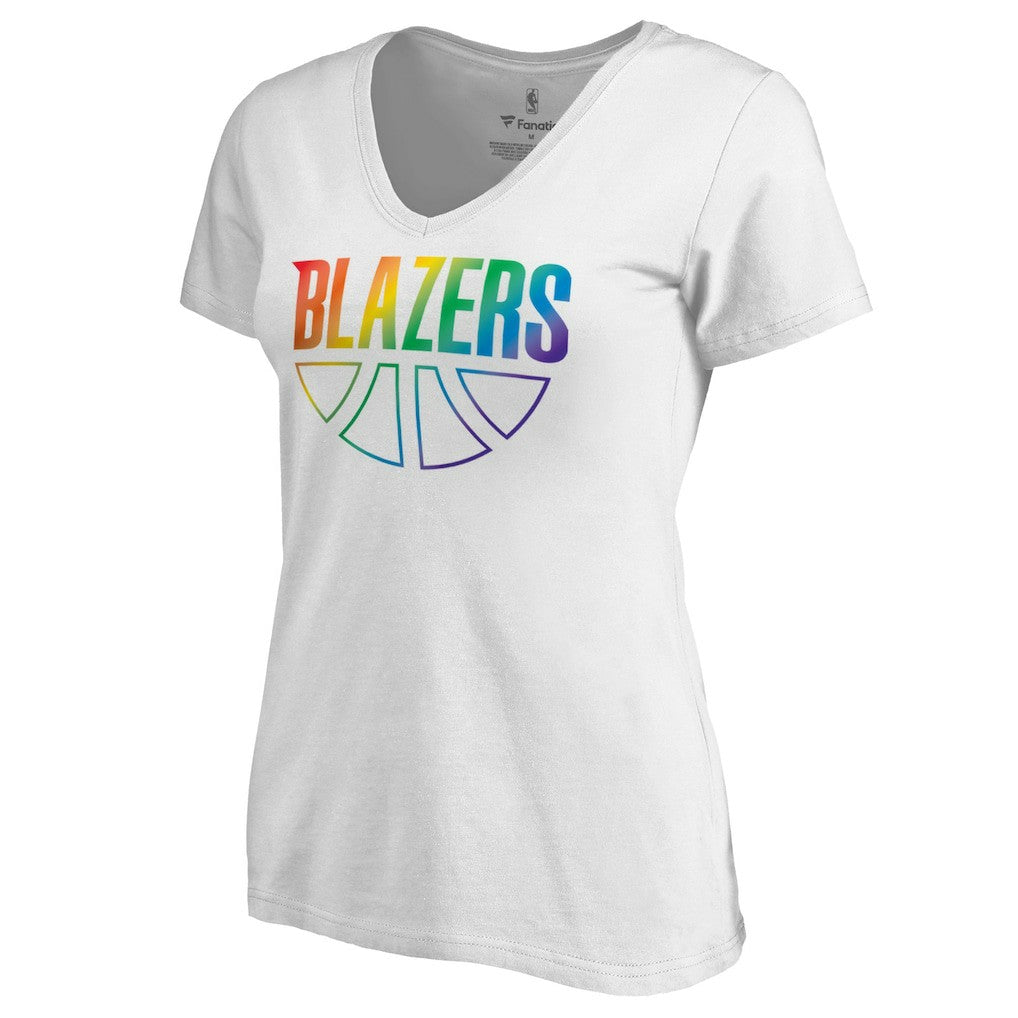 NBA - Portland Trail Blazers Women's Team Pride Wordmark V-Neck T-Shirt - White