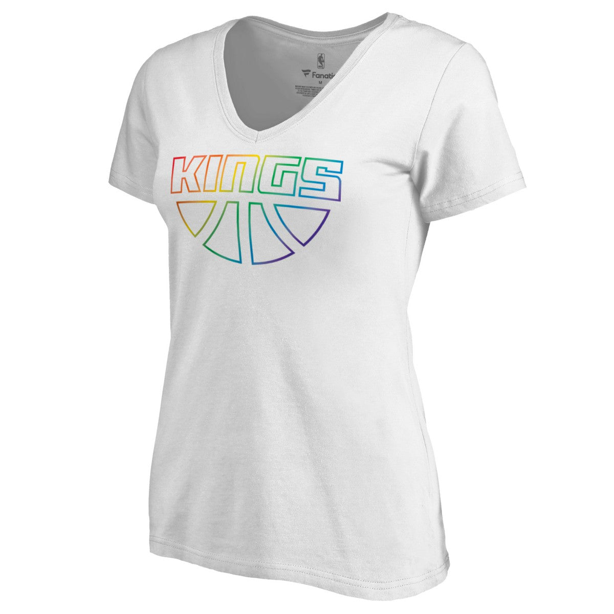 NBA - Sacramento Kings Women's Team Pride Wordmark V-Neck T-Shirt - White