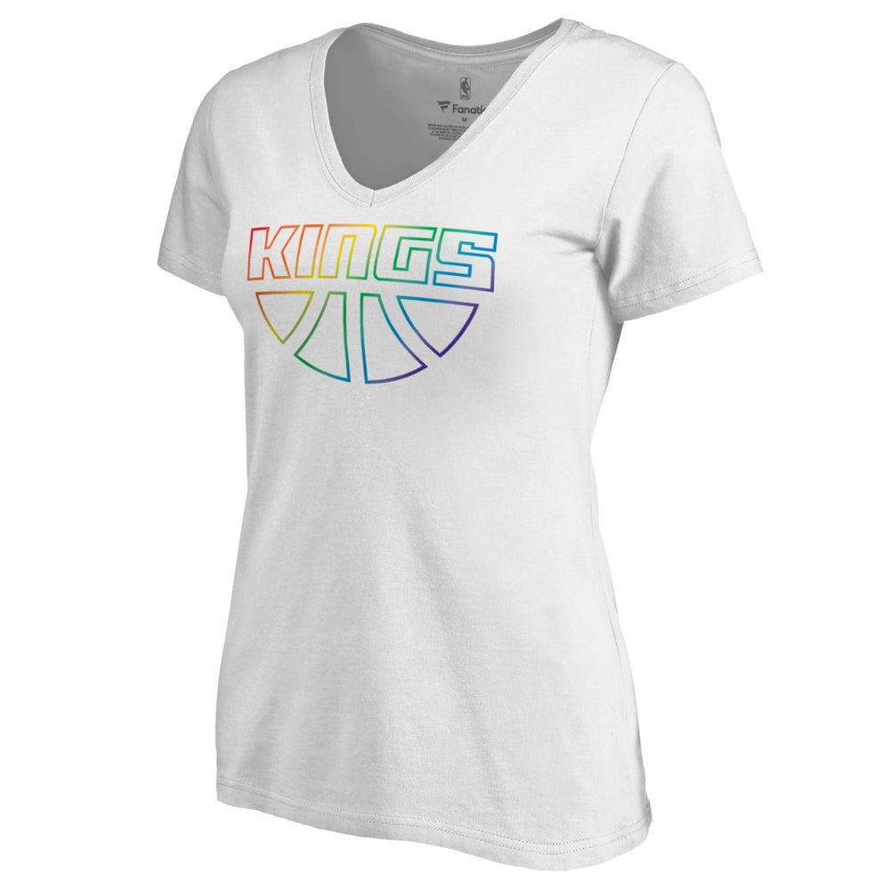 NBA - Sacramento Kings Women's Team Pride Wordmark V-Neck T-Shirt - White