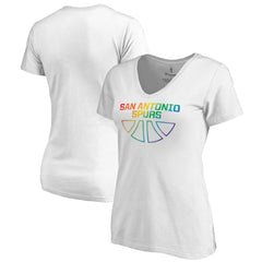 NBA - San Antonio Spurs Women's Team Pride Wordmark V-Neck T-Shirt - White