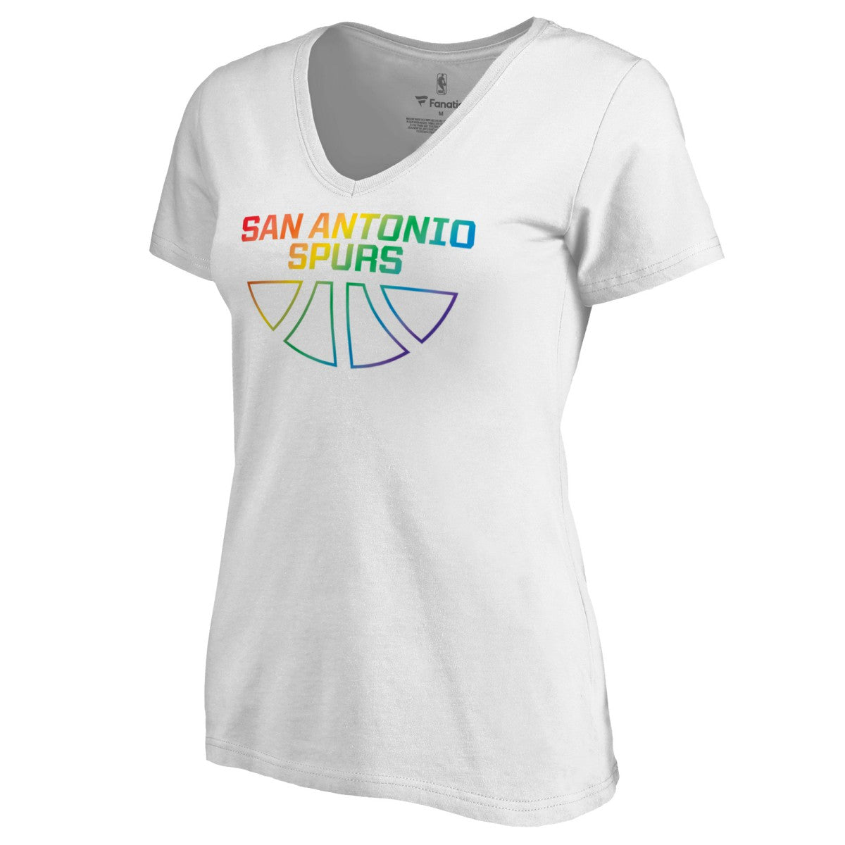 NBA - San Antonio Spurs Women's Team Pride Wordmark V-Neck T-Shirt - White