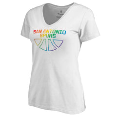 NBA - San Antonio Spurs Women's Team Pride Wordmark V-Neck T-Shirt - White