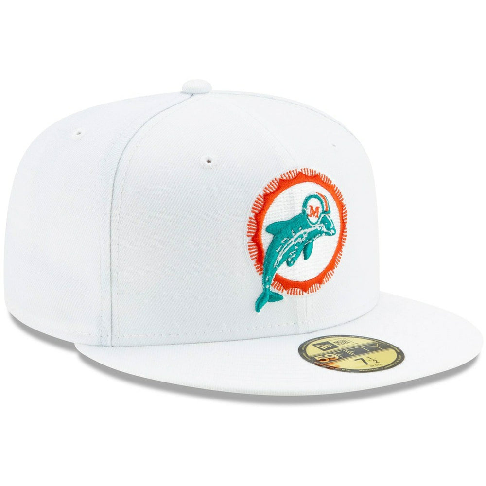 Miami Dolphins New Era Historic Omaha 59FIFTY Fitted Hat White - NFL