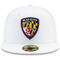 Baltimore Ravens New Era Shield Omaha 59FIFTY Fitted Hat White - NFL
