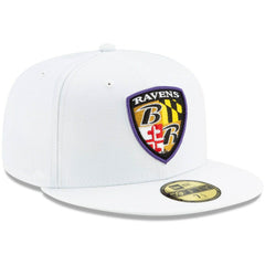 Baltimore Ravens New Era Shield Omaha 59FIFTY Fitted Hat White - NFL