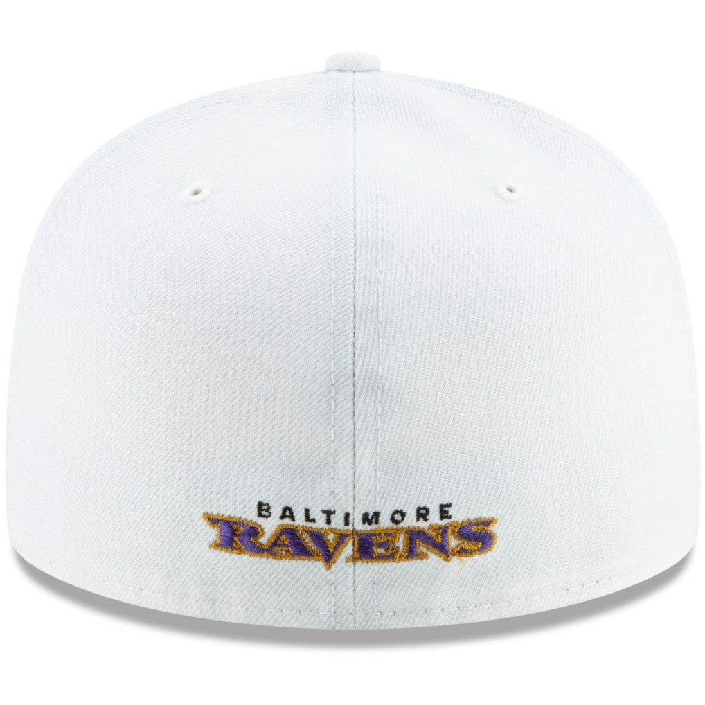 Baltimore Ravens New Era Shield Omaha 59FIFTY Fitted Hat White - NFL