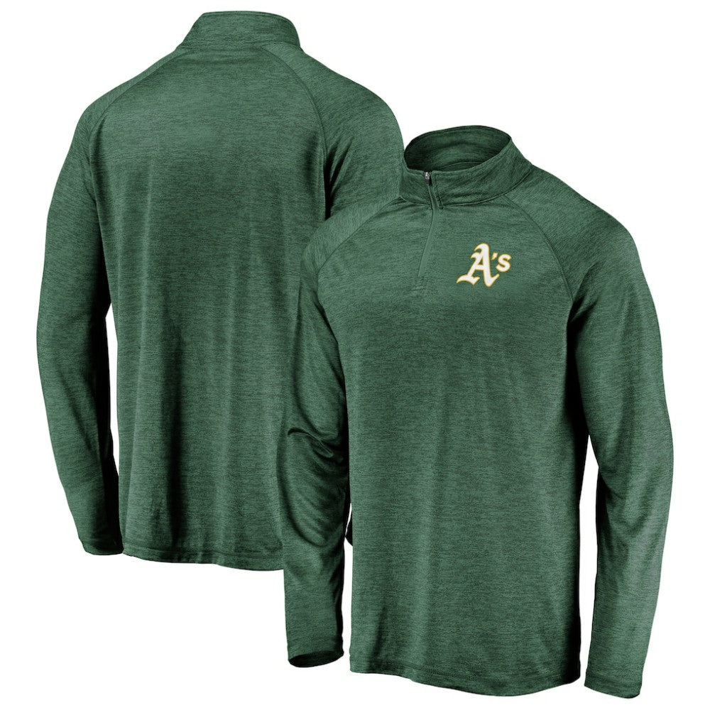 Athletics Fanatics Iconic Striated Primary Logo Raglan Quarter-Zip Pullover Jacket On Sale