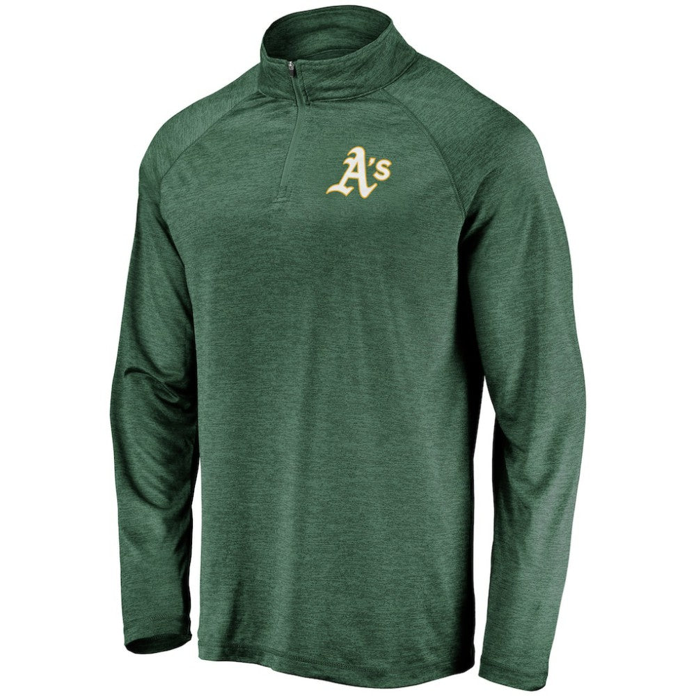 Athletics Fanatics Iconic Striated Primary Logo Raglan Quarter-Zip Pullover Jacket On Sale