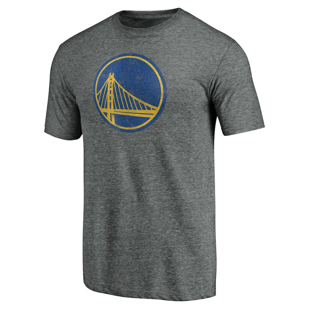 NBA - Golden State Warriors Distressed Primary Logo Tri-Blend T-Shirt - Gray