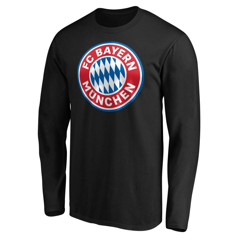 Bayern Munich Logo Long Sleeve T-Shirts - Black