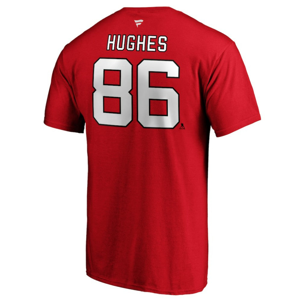 Jack Hughes New Jersey Devils - Fanatics Authentic Stack Player Name & Number T-Shirt Red
