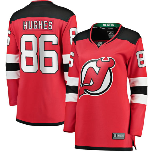 Jack Hughes New Jersey Devils Fanatics Women's Home Breakaway Jersey - Red | NHL Jerseys