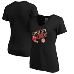 Kansas City Chiefs Women's 60th Season Logo Rise V-Neck T-Shirt Black - NFL