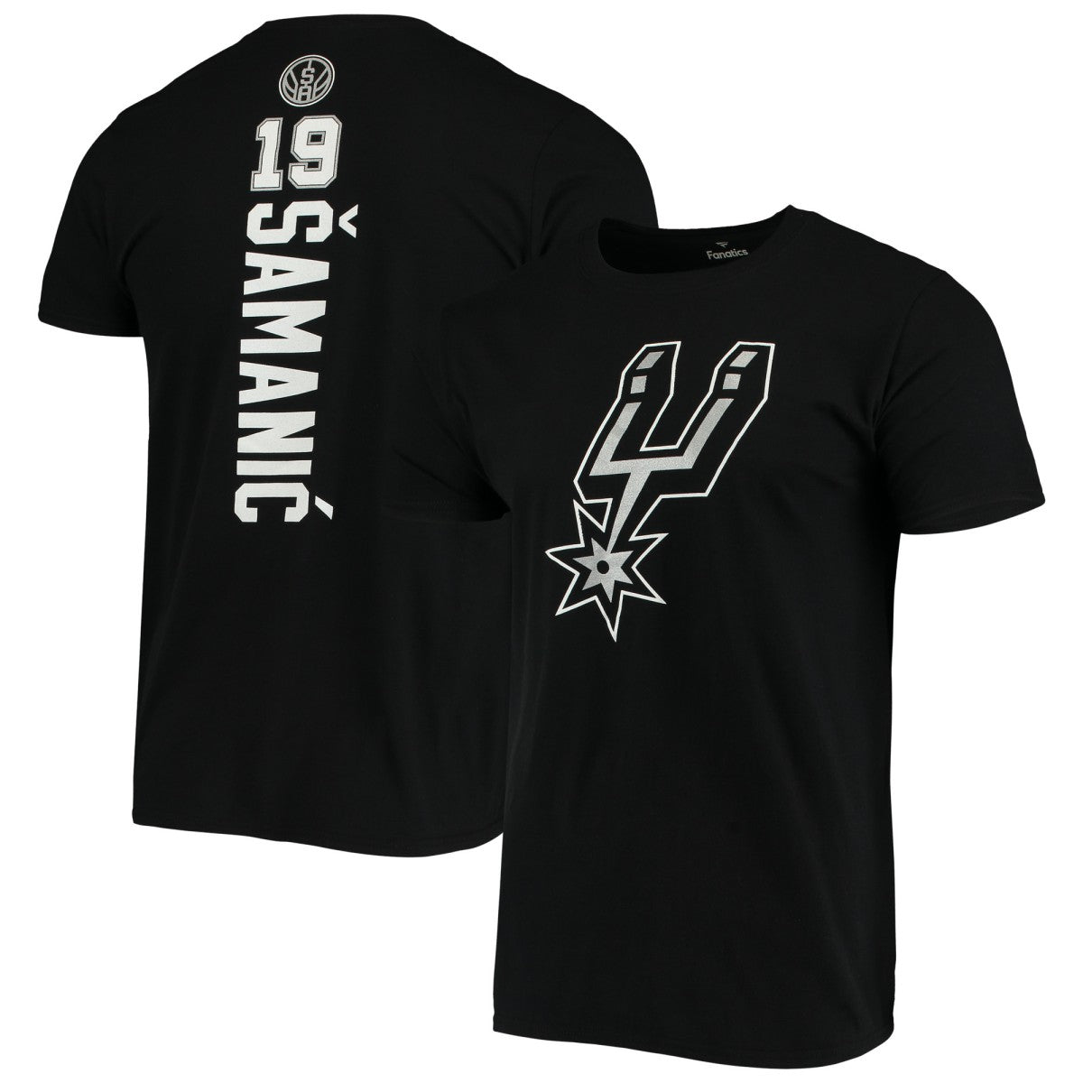 Fanatics - Luka Samanic San Antonio Spurs Playmaker Name & Number Logo T-Shirt - Black