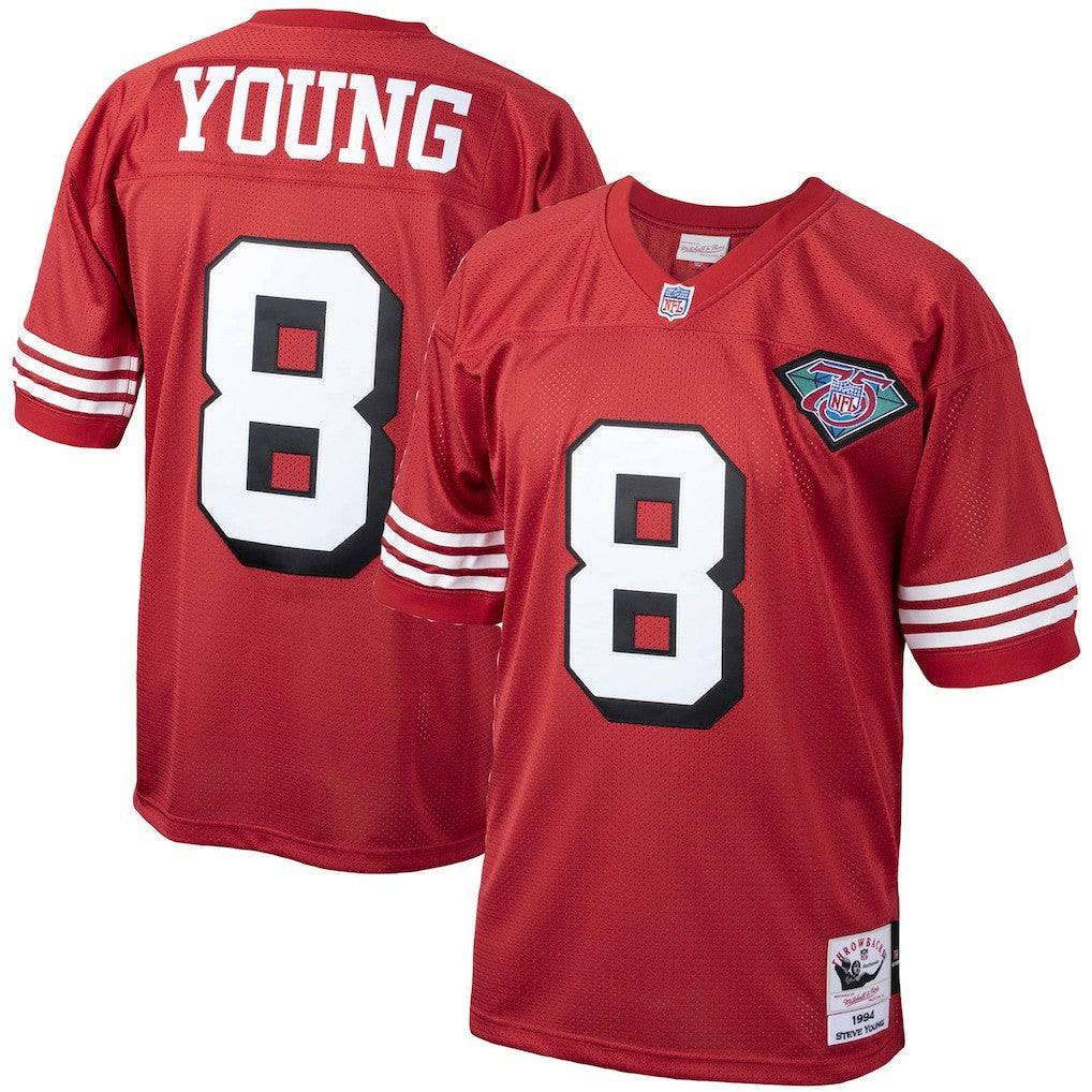 Steve Young San Francisco 49ers 1994 Authentic Throwback Retired Player Jersey Scarlet - Mitchell & Ness
